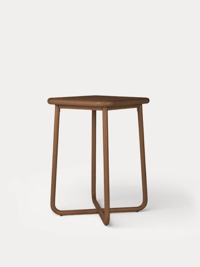 Table haute en bois d’eucalyptus 70×70 cm